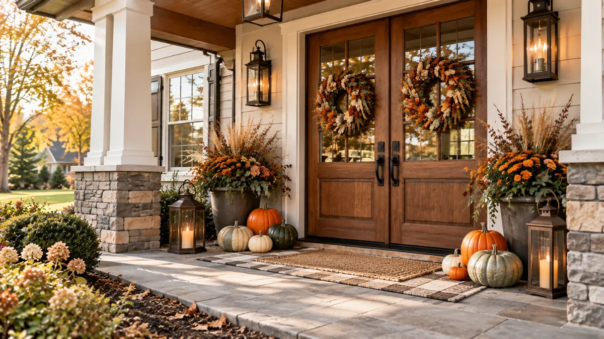 16 Fall Decor Ideas For The Porch Front Double Doors
