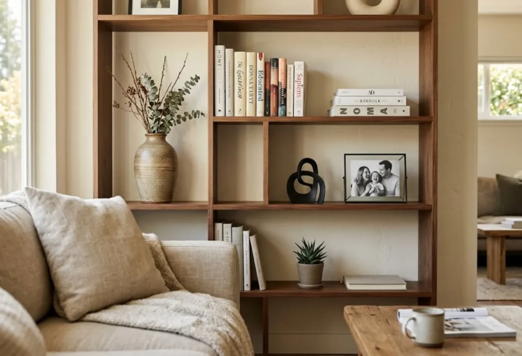 A Balanced Book-and-Decor Display