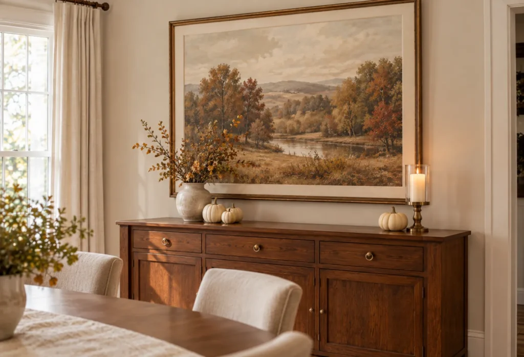 A Fall Art Print Above the Buffet