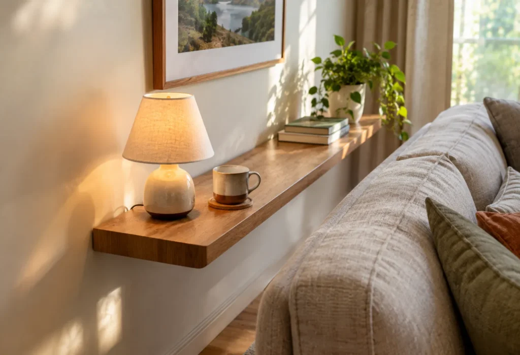 A Shallow Shelf Behind the Sofa