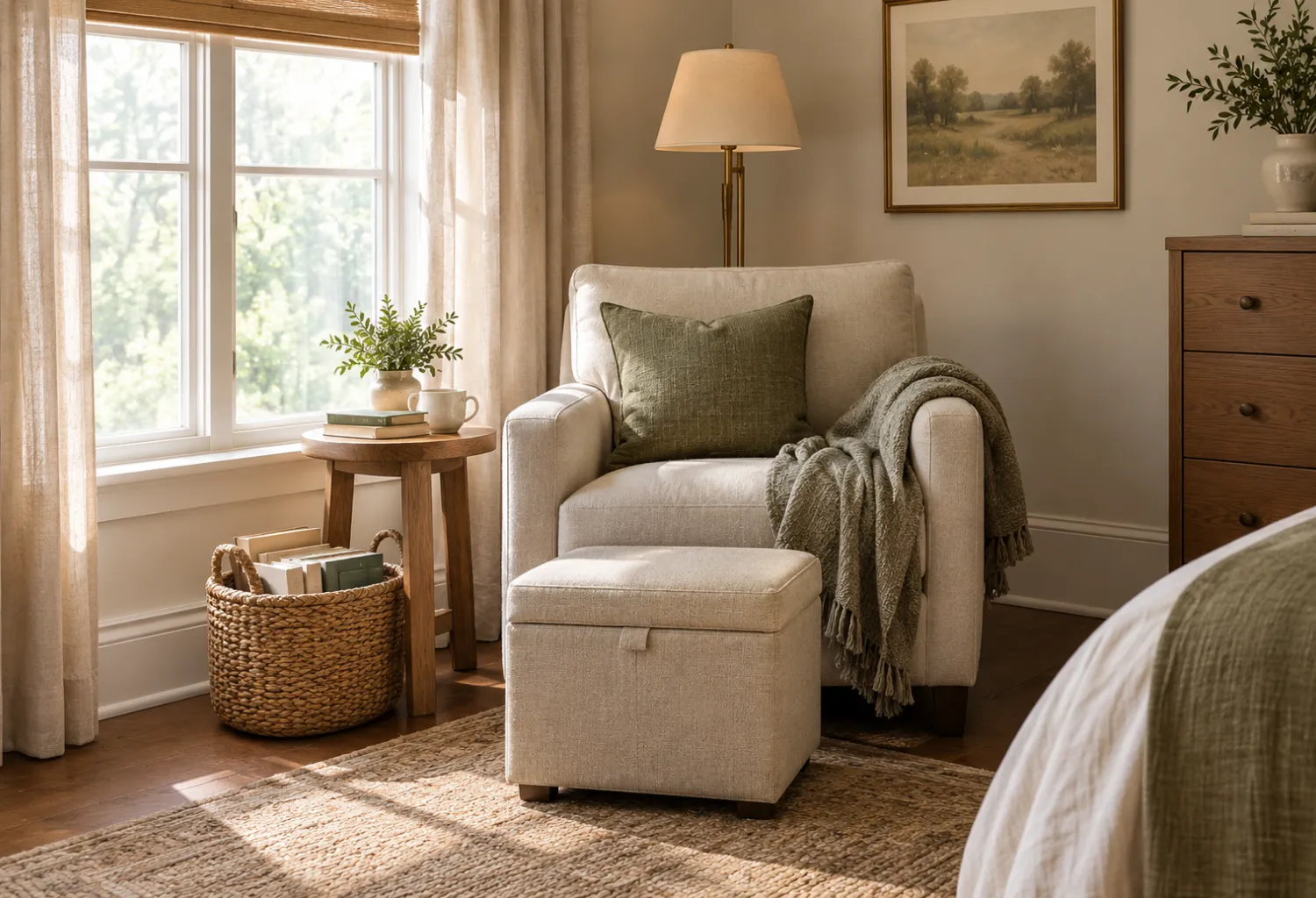 A Small Reading Nook with Storage
