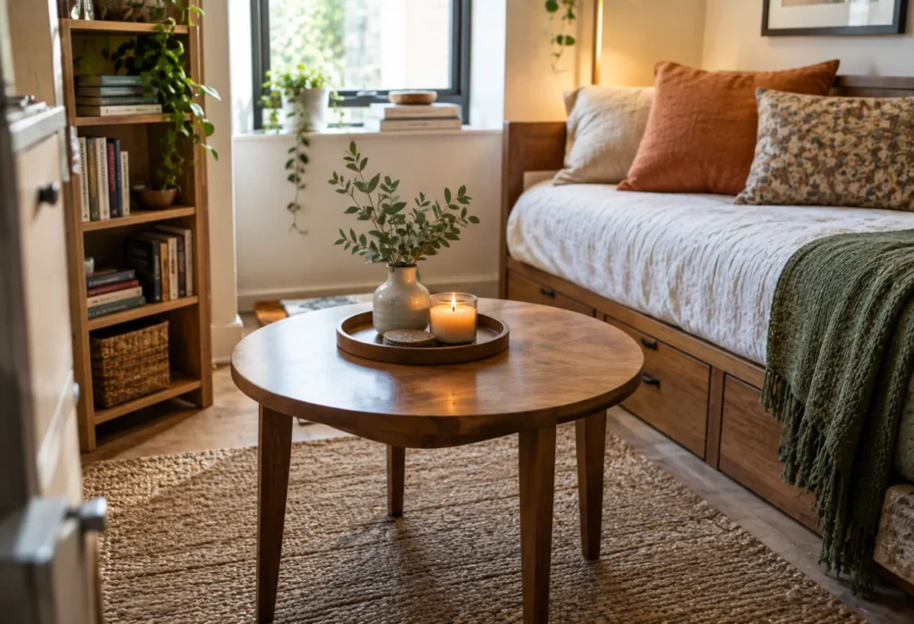A Studio Apartment Corner Table