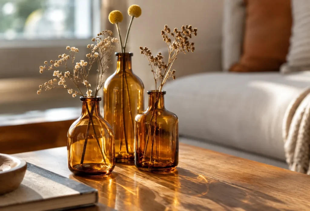 Amber Glass Bud Vases