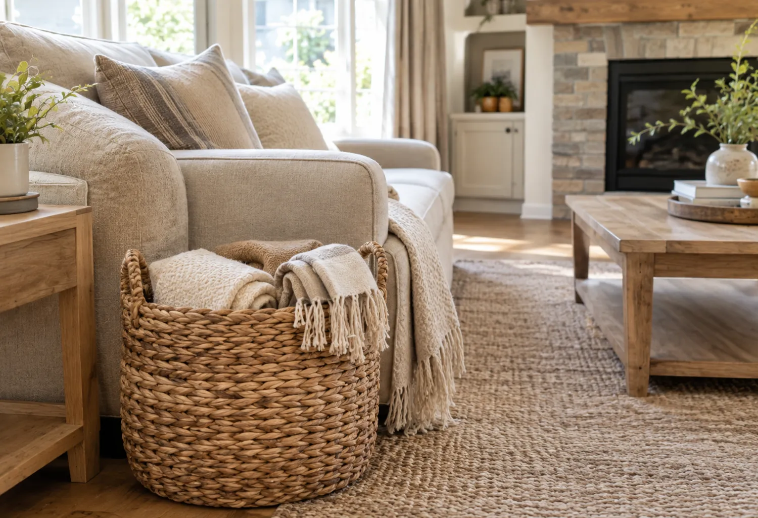 Baskets Beside the Sofa