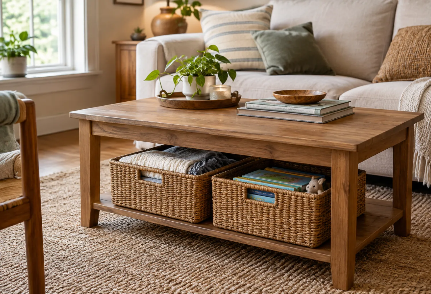 Baskets Under the Coffee Table