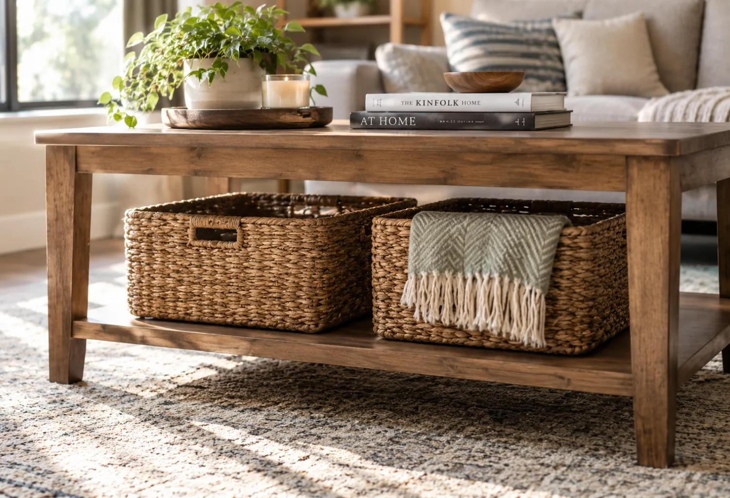 Baskets Under the Coffee Table