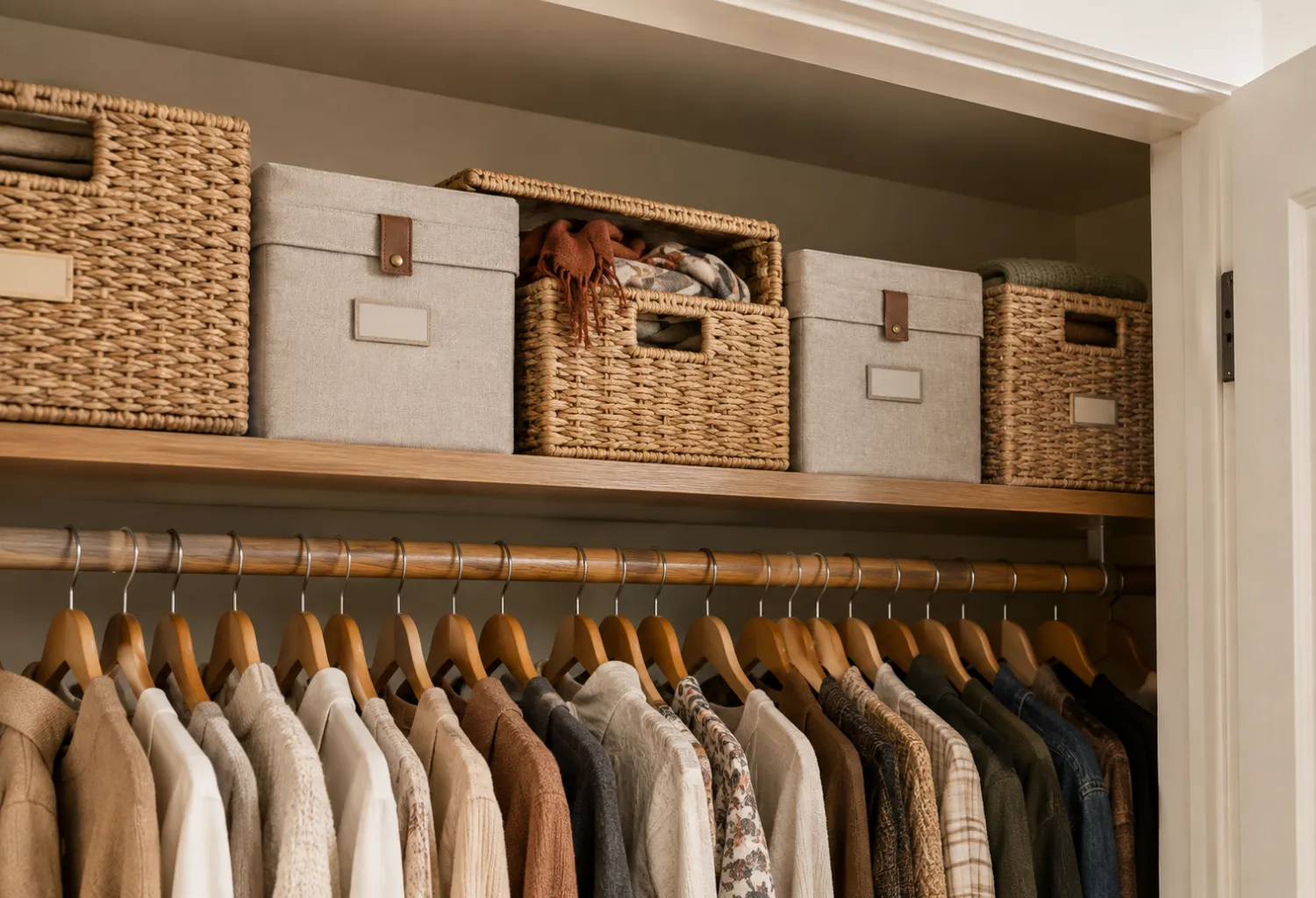 Baskets on the Closet Shelf