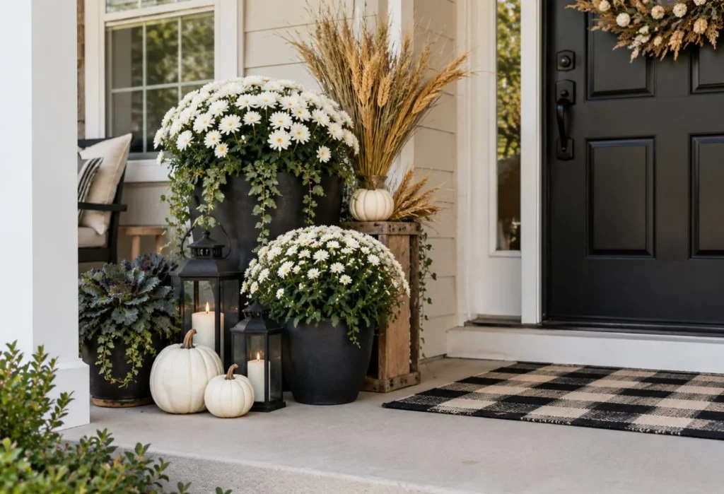 Black And White Fall Porch