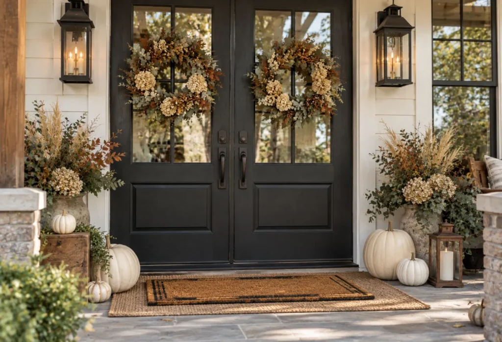 Black Door With Warm Fall Accents