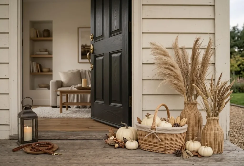  Black Door With Warm Fall Accents