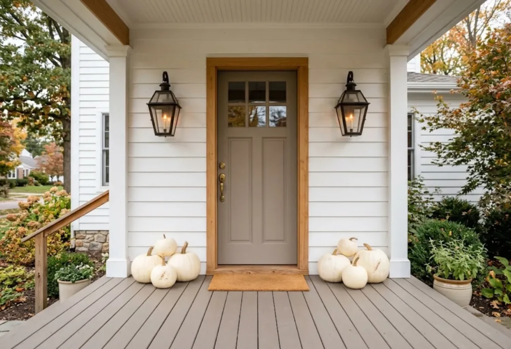 Black Lanterns With White Pumpkins