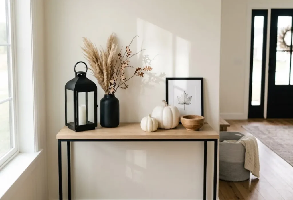 Black and White Fall Entryway