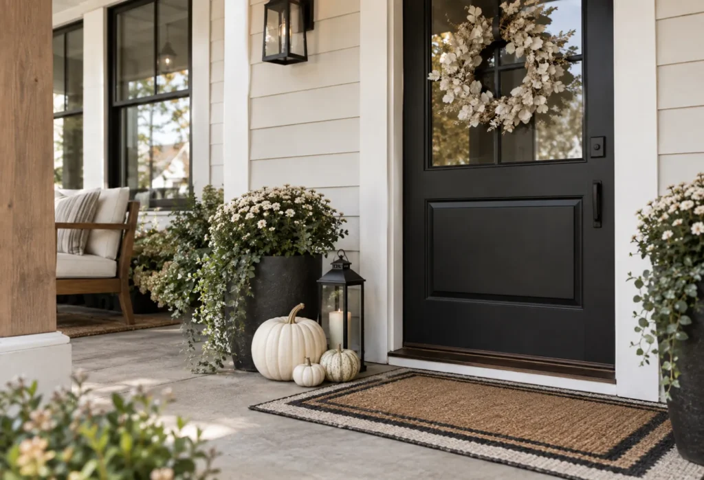 Black and White Fall Porch