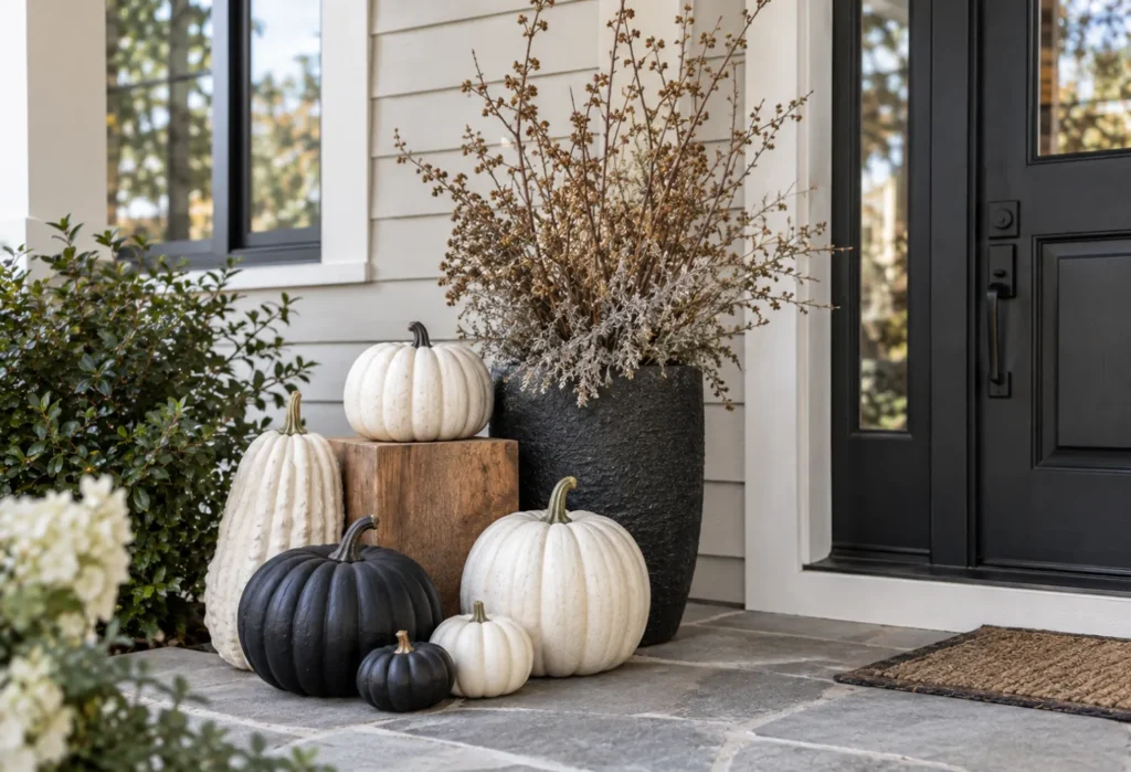 Black and White Pumpkin Display