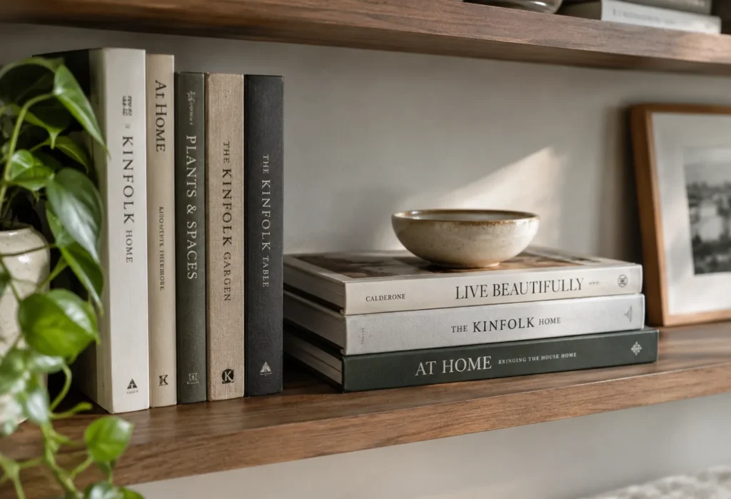Books Stacked Flat and Upright in the Same Row