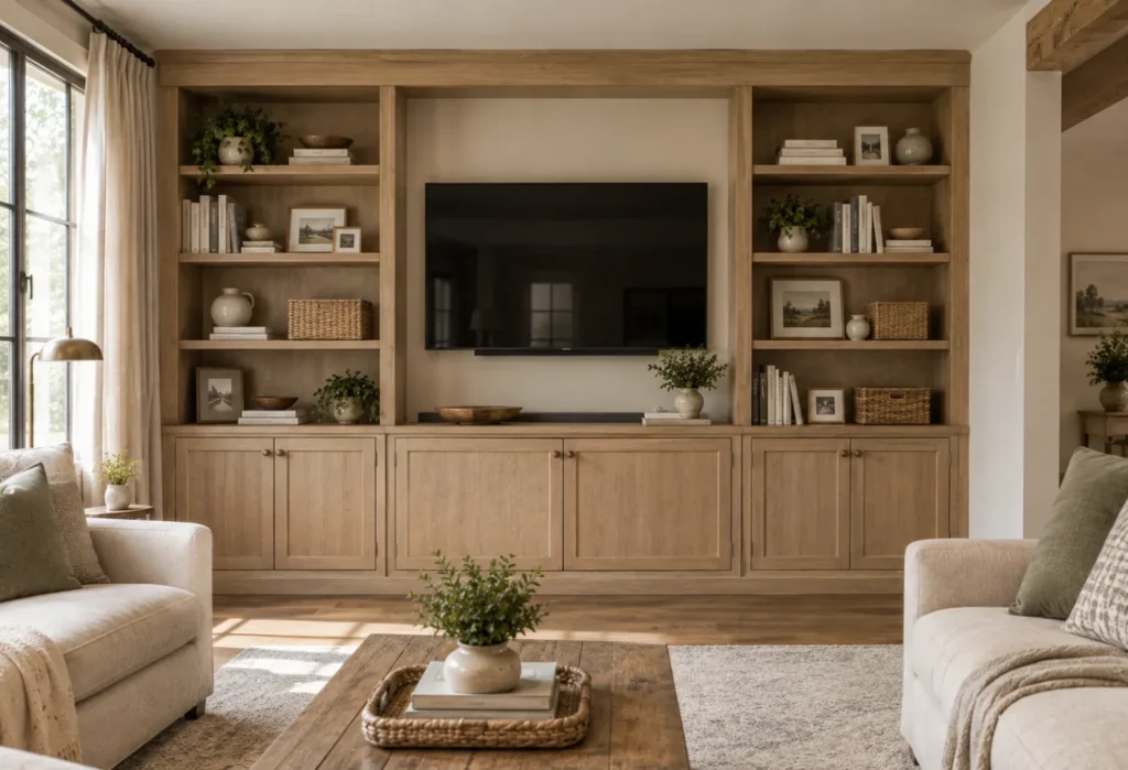 Built-In Bookcase Around the TV