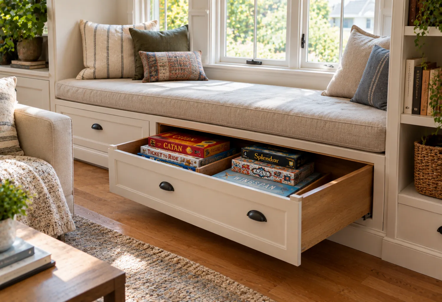 Built-In Window Seat Drawers