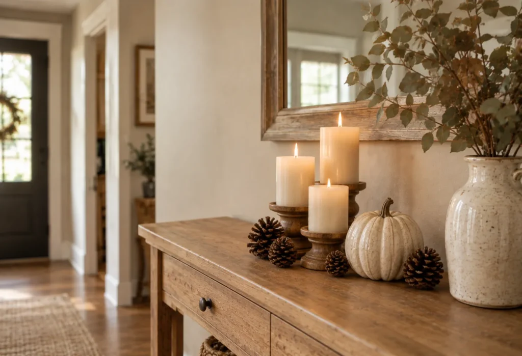 Candle Trio with Pinecones