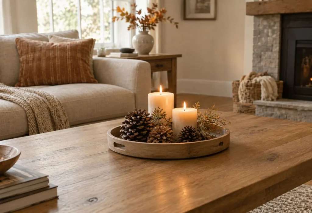  Candle and Pinecone Tray
