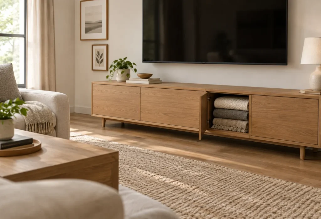 Closed TV Console Storage