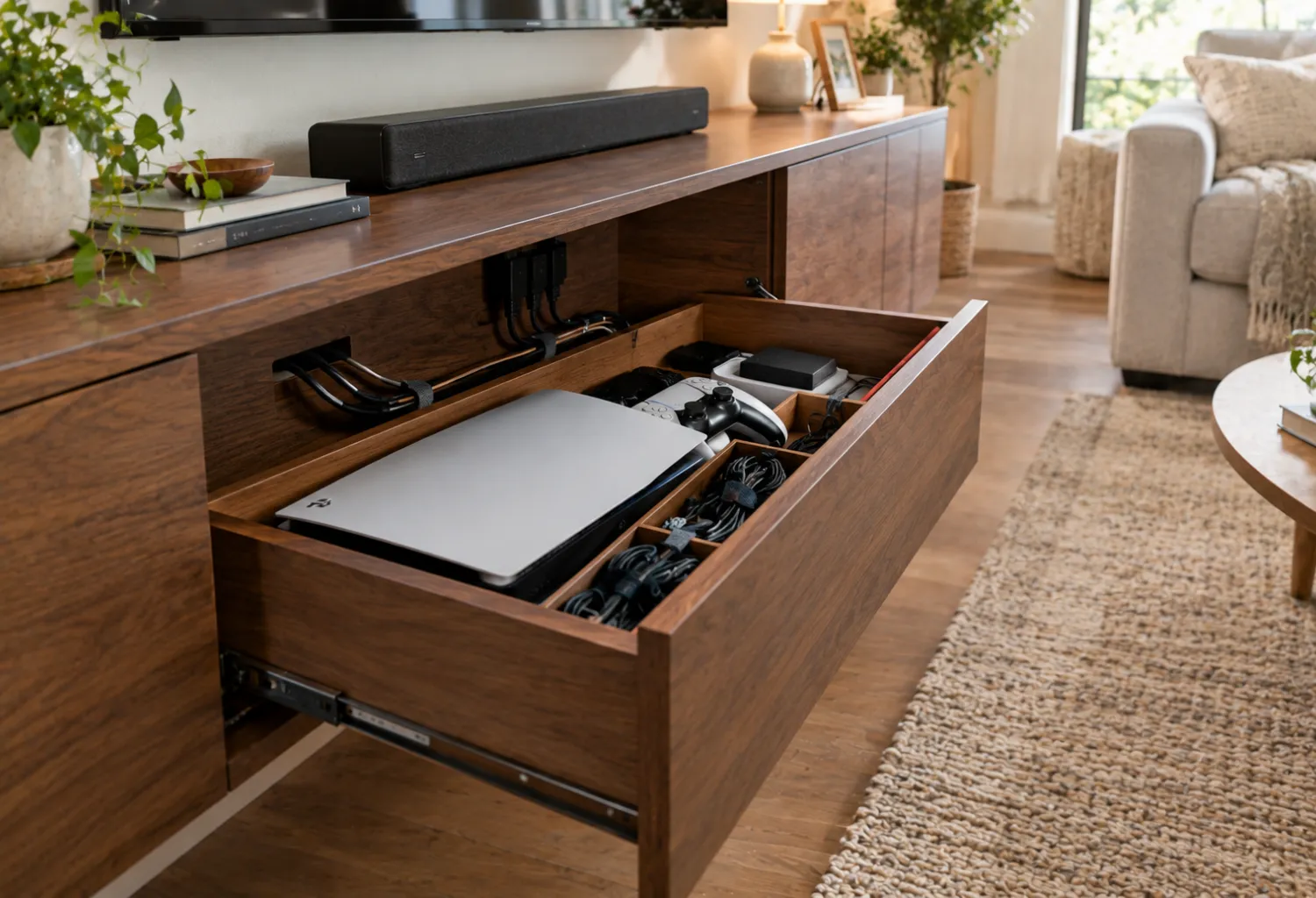 Console Drawer With Cable Management