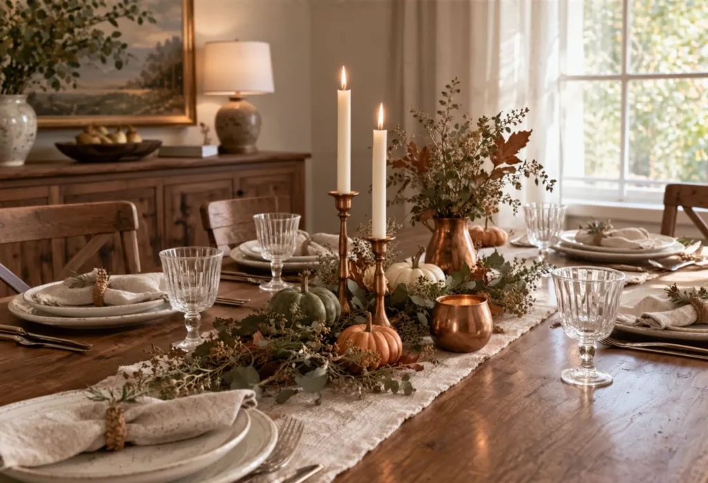 Copper and Earth-Tone Table Setting