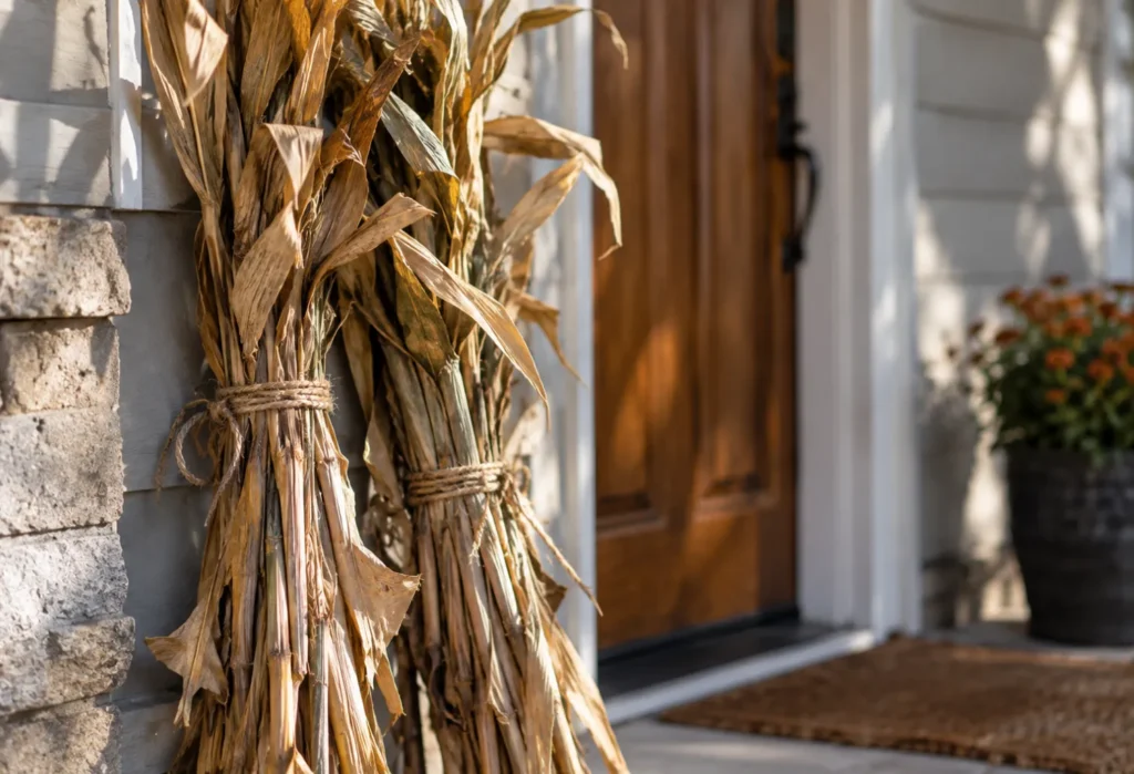 Corn Stalks Bundled by the Door