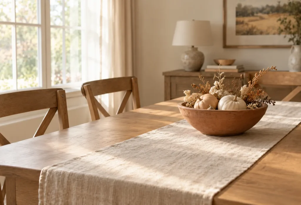 Cream And Terracotta Dining Table