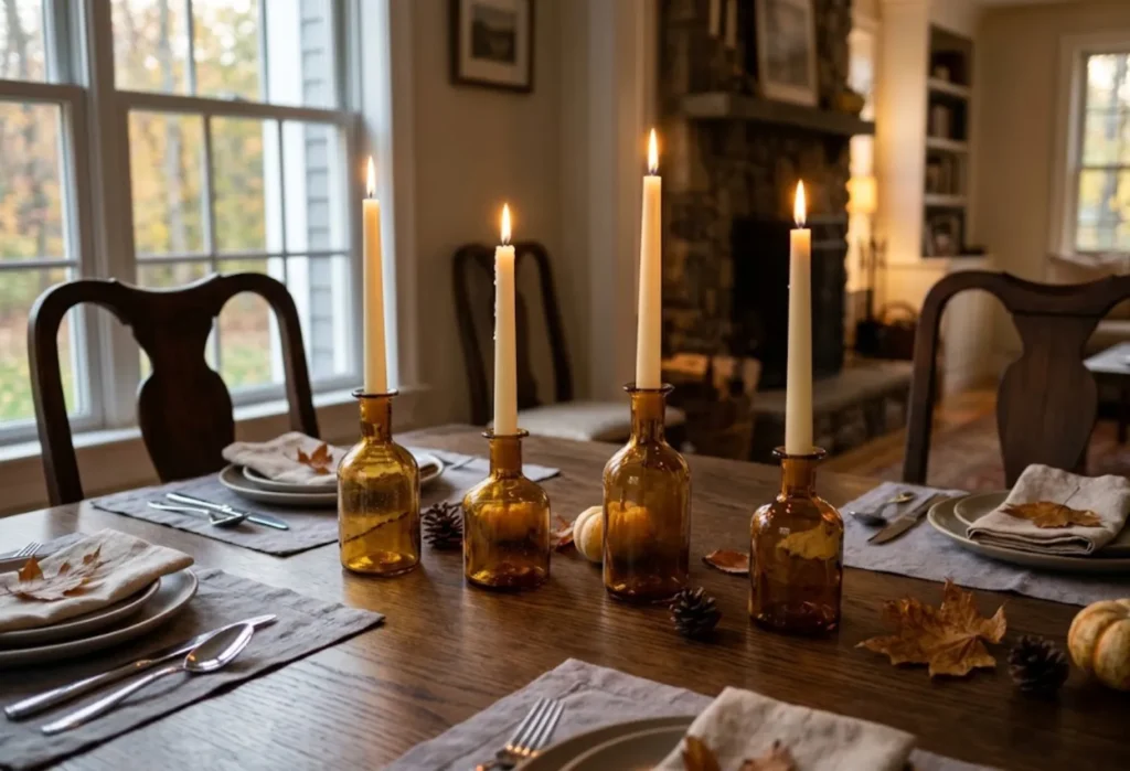 Create a Candlelit Amber Glass Arrangement