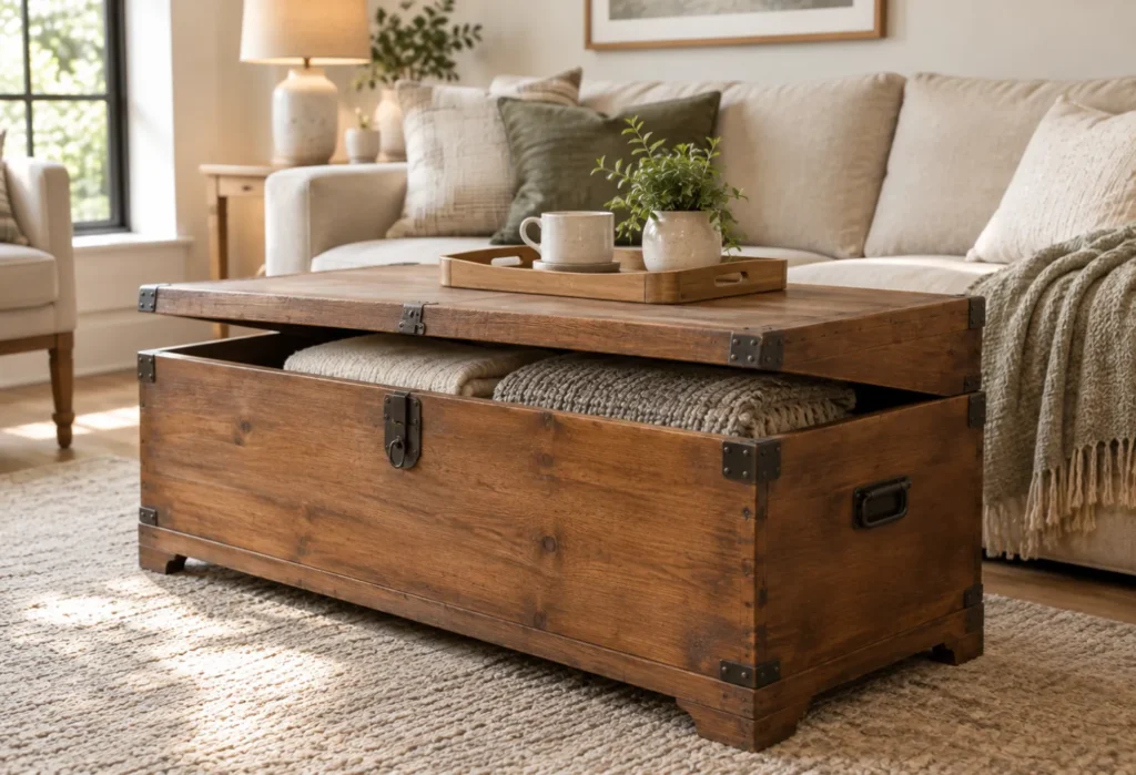Decorative Trunk as Blanket Storage