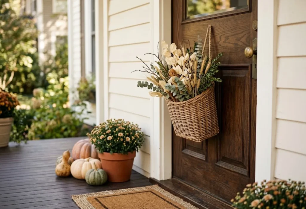 Door Basket Filled With Leaves