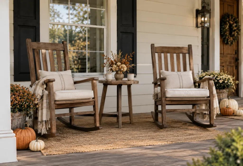 Double Rocking Chairs With a Shared Side Table