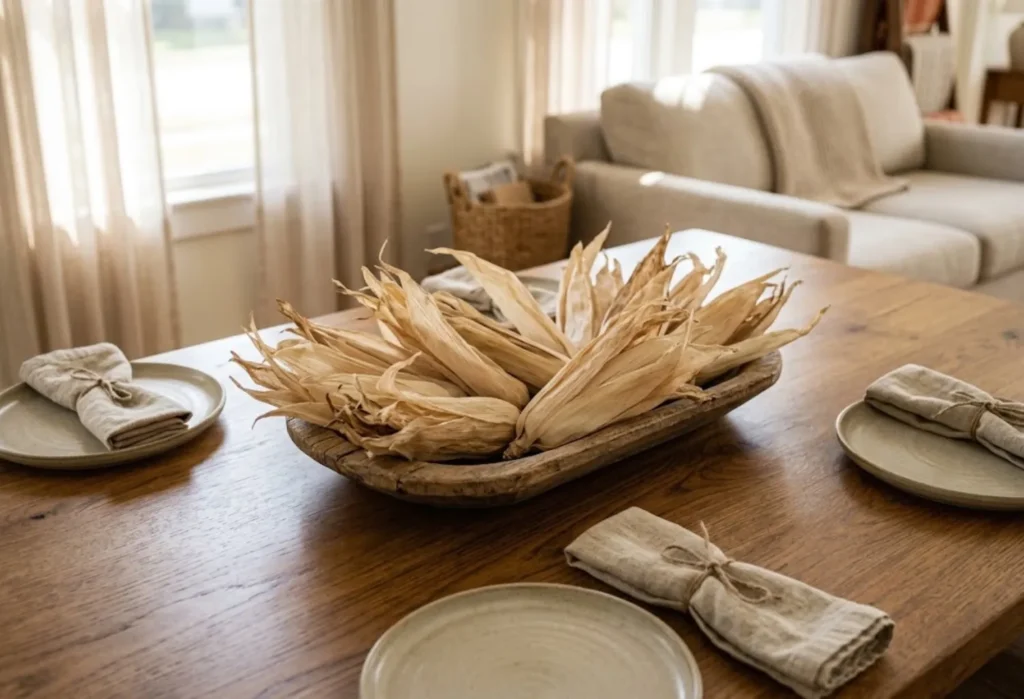 Dried Corn Husk Centerpiece