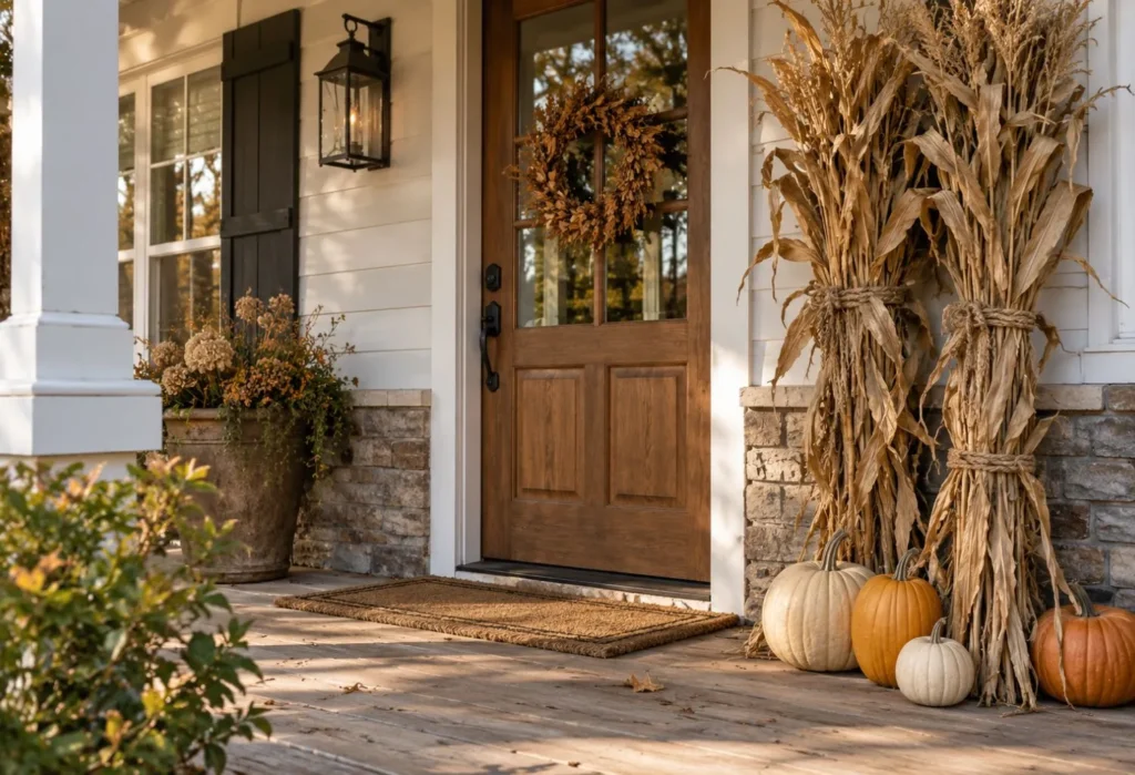 Dried Cornstalk Porch Accent