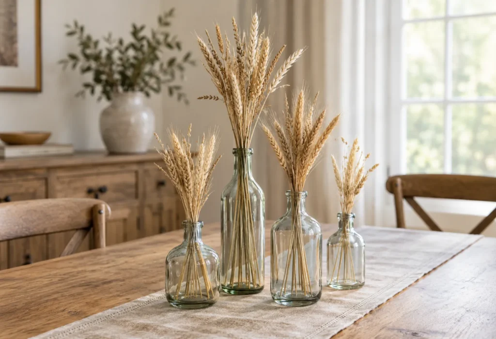 Dried Wheat Bottle Display