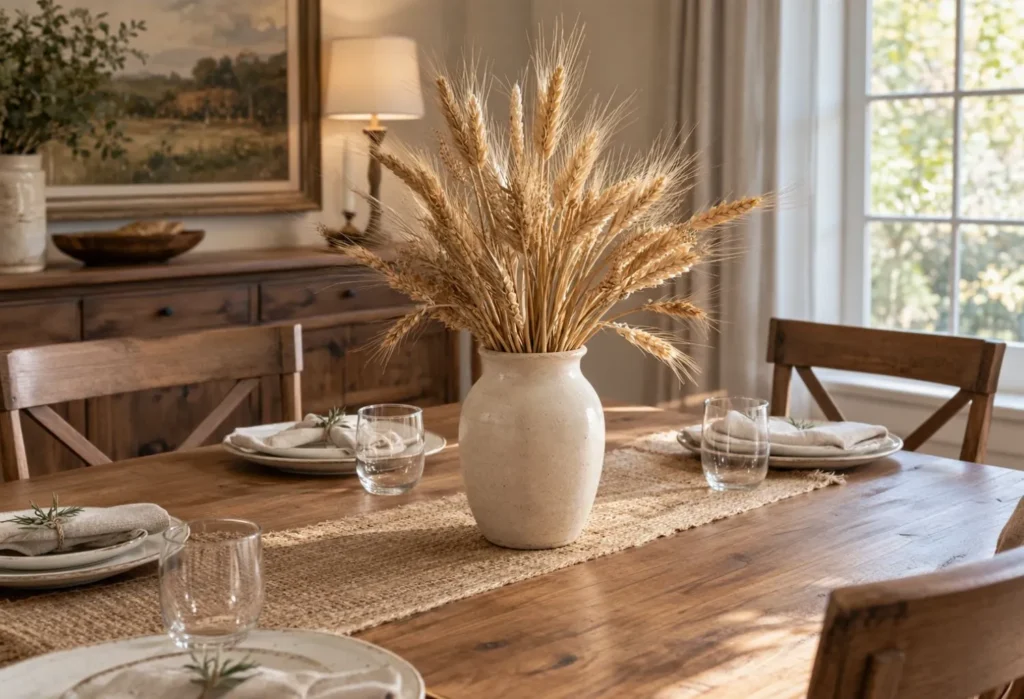 Dried Wheat in a Ceramic Vase