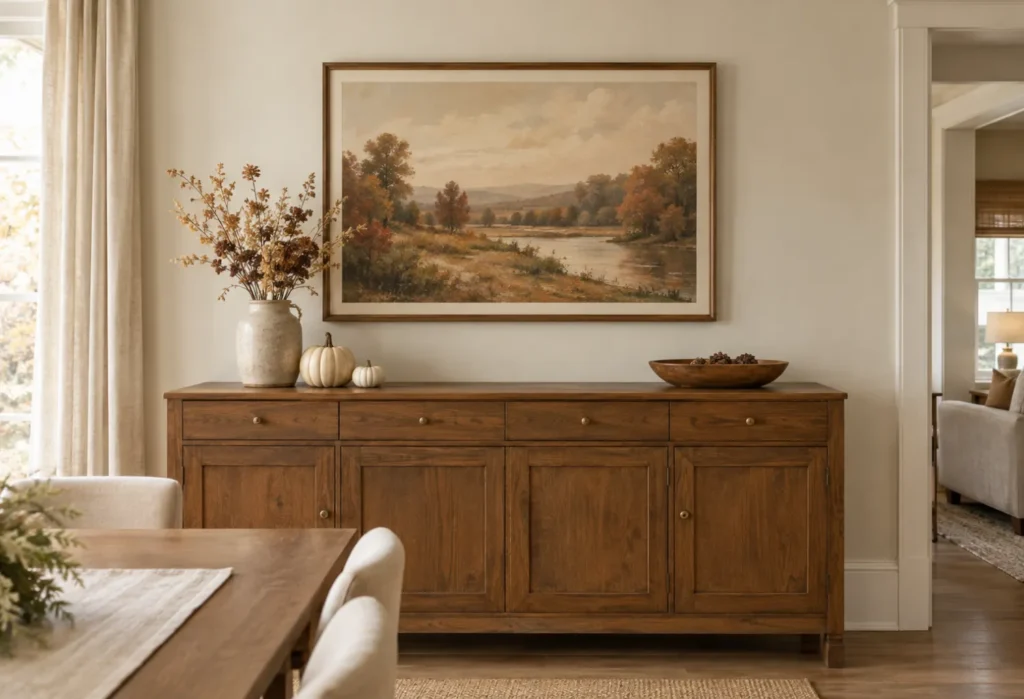 Fall Artwork Above the Buffet