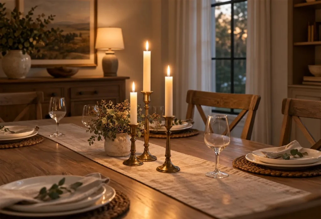 Fall Candlelight with Brass Holders