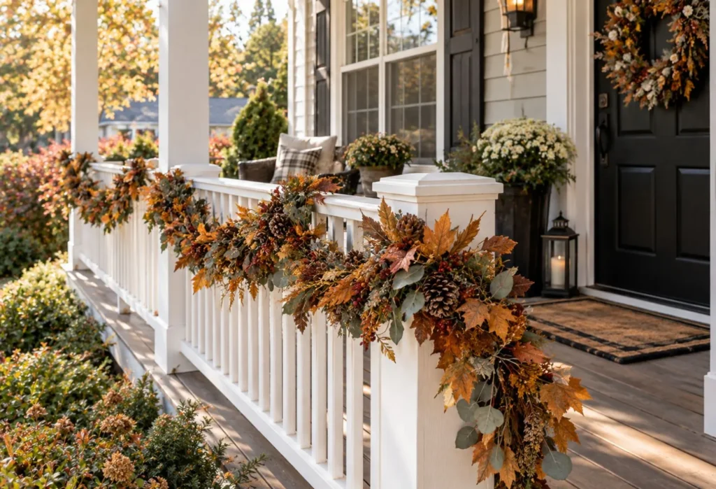 Fall Garland Along The Railing