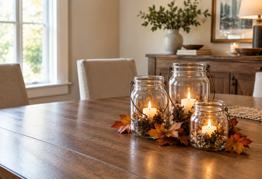 Fall Glass Jar Lanterns