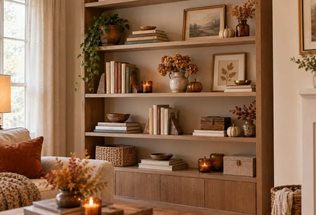 Fall-Inspired Bookshelf Styling
