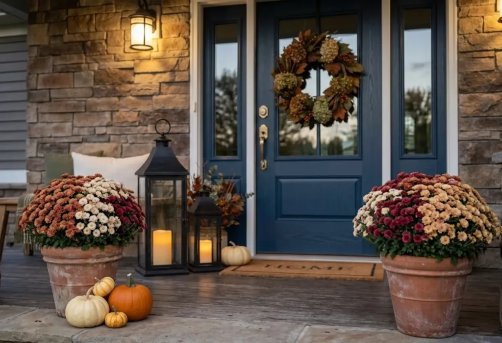 Fall Planters With Mums