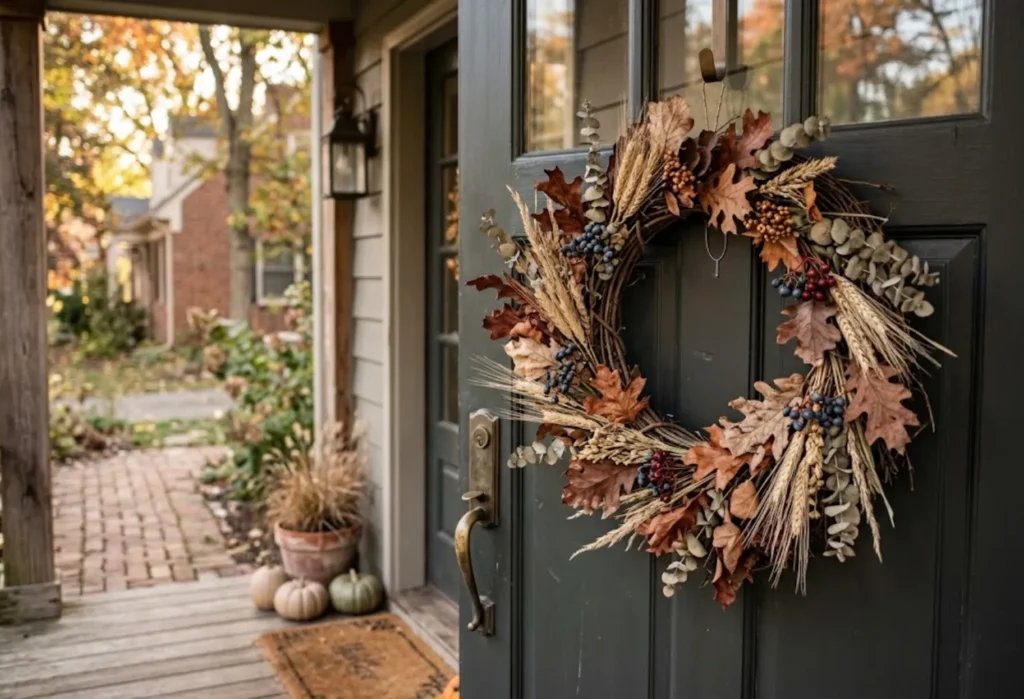 Fall Wreath With Dried Leaves