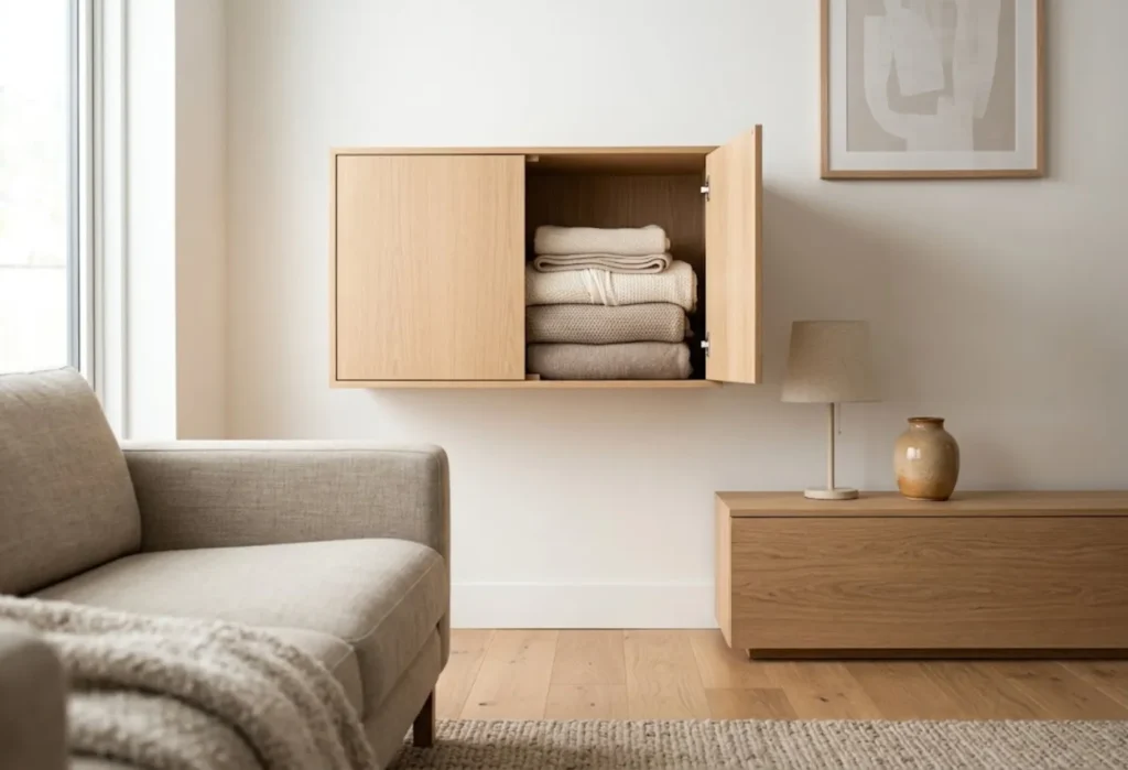  Floating Cabinet Above a Low Console