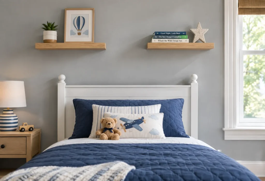 Floating Shelves Above the Bed