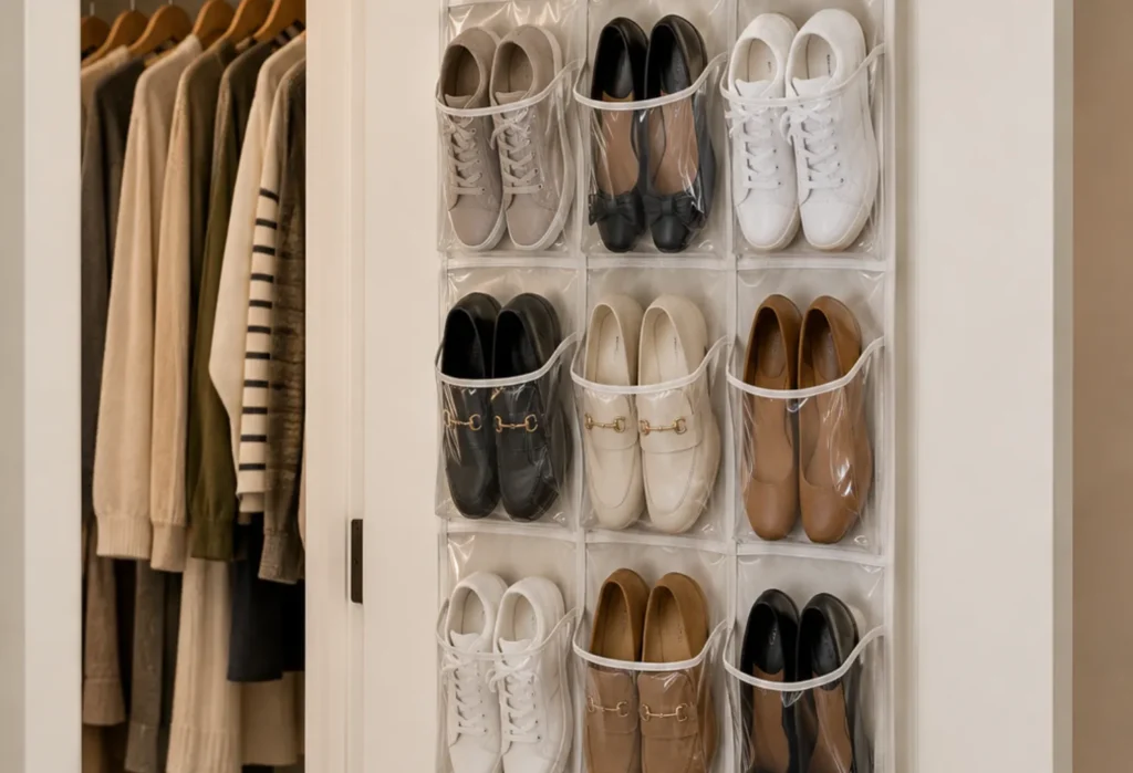 Hanging Shoe Organizer on Closet Door