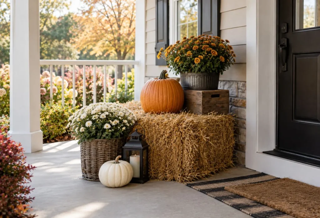 Hay Bale And Pumpkin Corner
