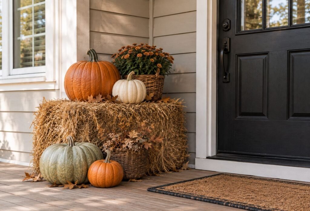 Hay Bale And Pumpkin Corner