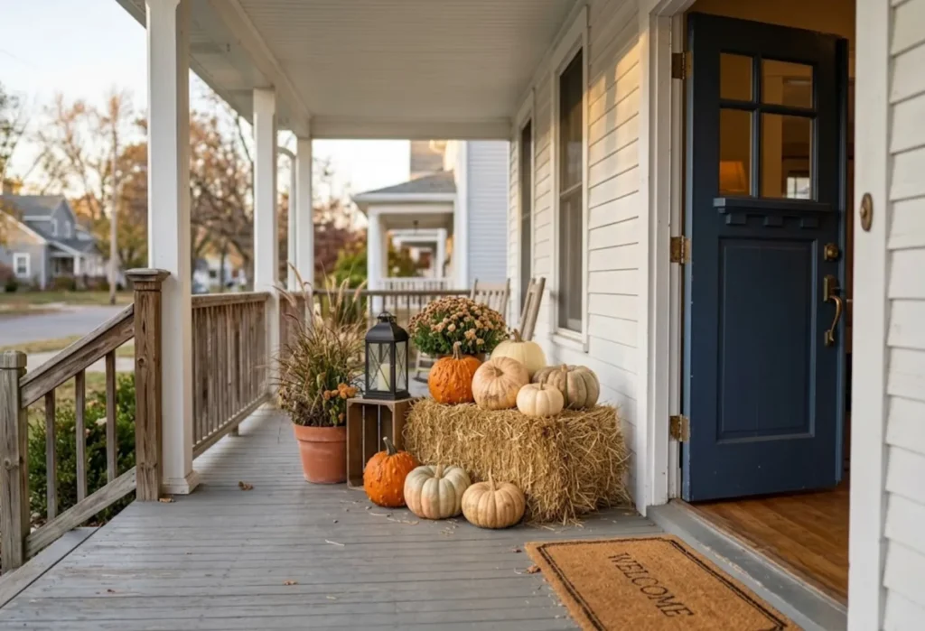 Hay Bale and Pumpkin Display