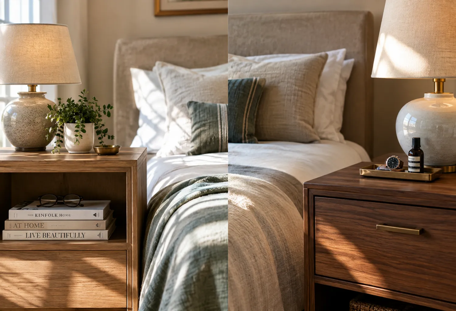 His and Hers Nightstands With Distinct Storage